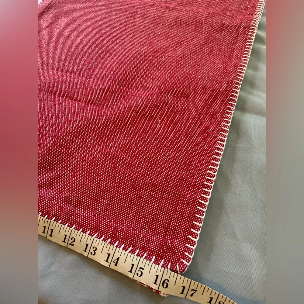 Red Table Runner with White Stitching 70in x 16in